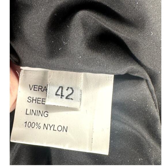 Black Sheep Skin V-Neck Tie Waist Short Jacket Size 42 US S - Picture 7 of 9